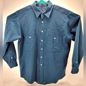 Vintage Pendleton Mens Size Large L Blue Long Sleeve Button Up Polyester